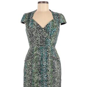 Jax green geometric print dress with pockets and lapels - 2